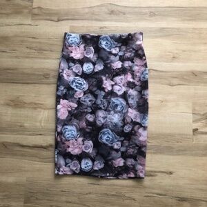 Smart Set Floral Pencil Skirt - Pink and Black